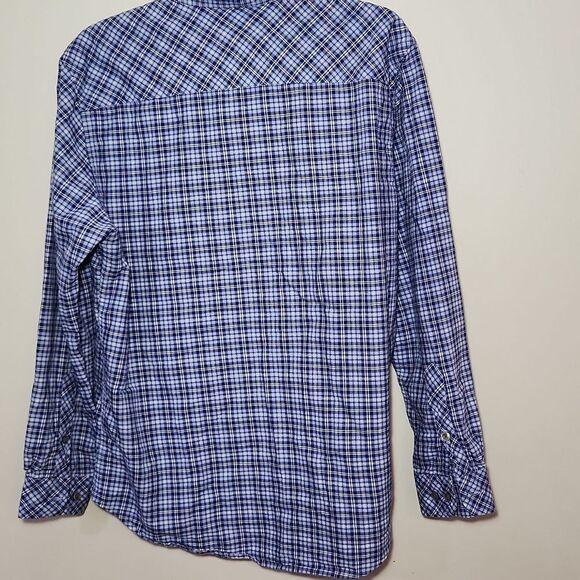 Medium Short California Shirt Blue Checkered Plaid Men's Button Down Stitch Fix - Picture 3 of 5